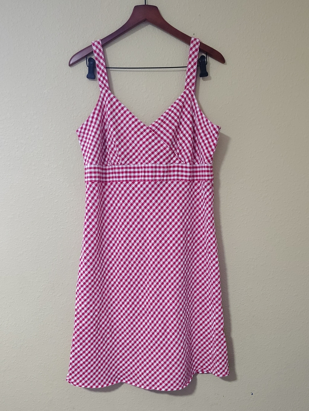 Vintage Faded Glory Gingham Plaid Babydoll Rockabilly Mini Dress Size 16 90s Y2K